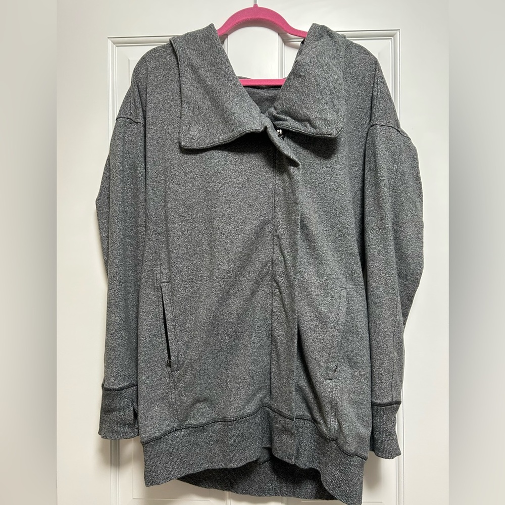 Lululemon cowl neck fleece zippered hoodie, grey, size 6